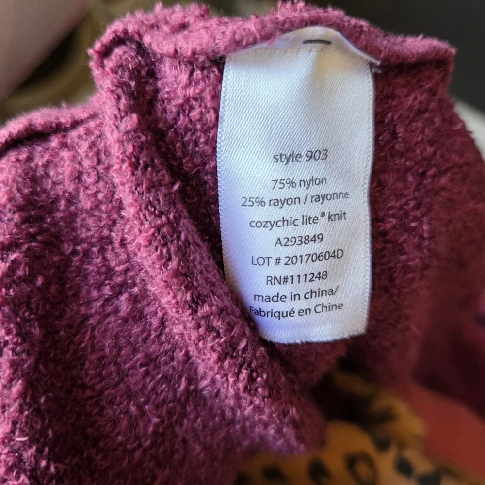Barefoot Dreams CozyChic Lite Cardigan Duster Burgundy Size S/M Cozy Fall Winter - Picture 7 of 8